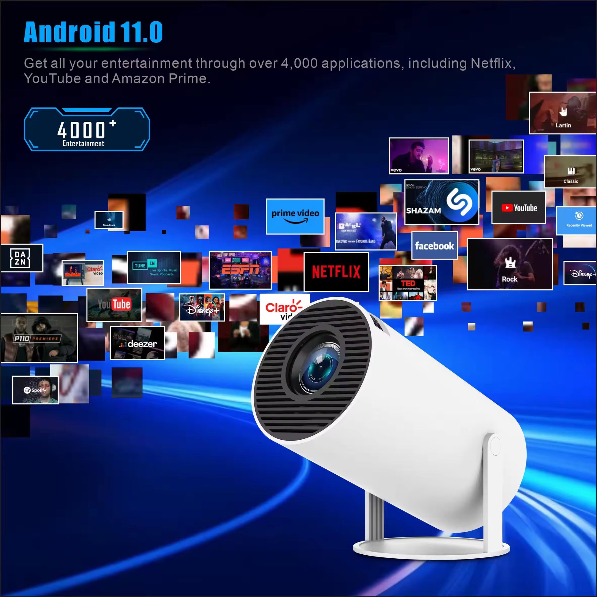 2026 Android Wifi Projector HY300 Portable Android 11 Smart Projector Proyector Mini Home Theater