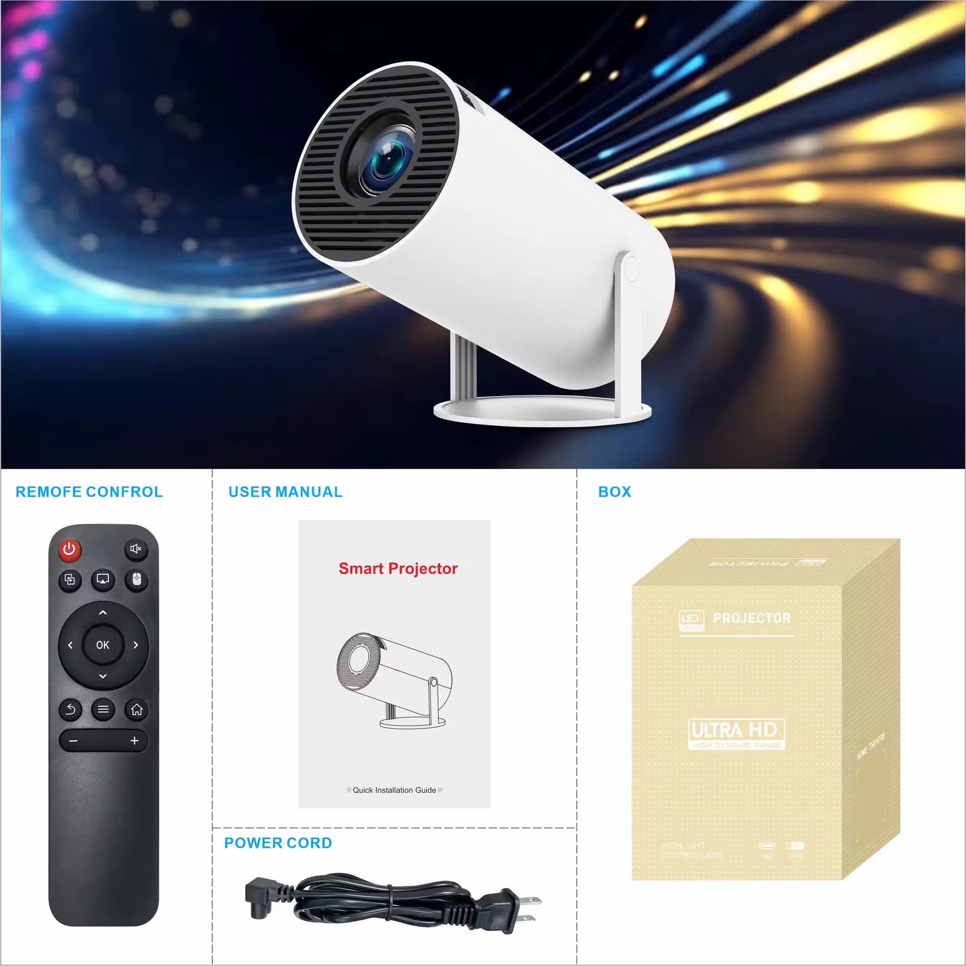 2026 Android Wifi Projector HY300 Portable Android 11 Smart Projector Proyector Mini Home Theater
